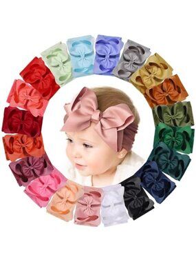 20Pack Nylon Baby Bow Headbands Soft Stretch Infant Toddler Hair Accessories Set